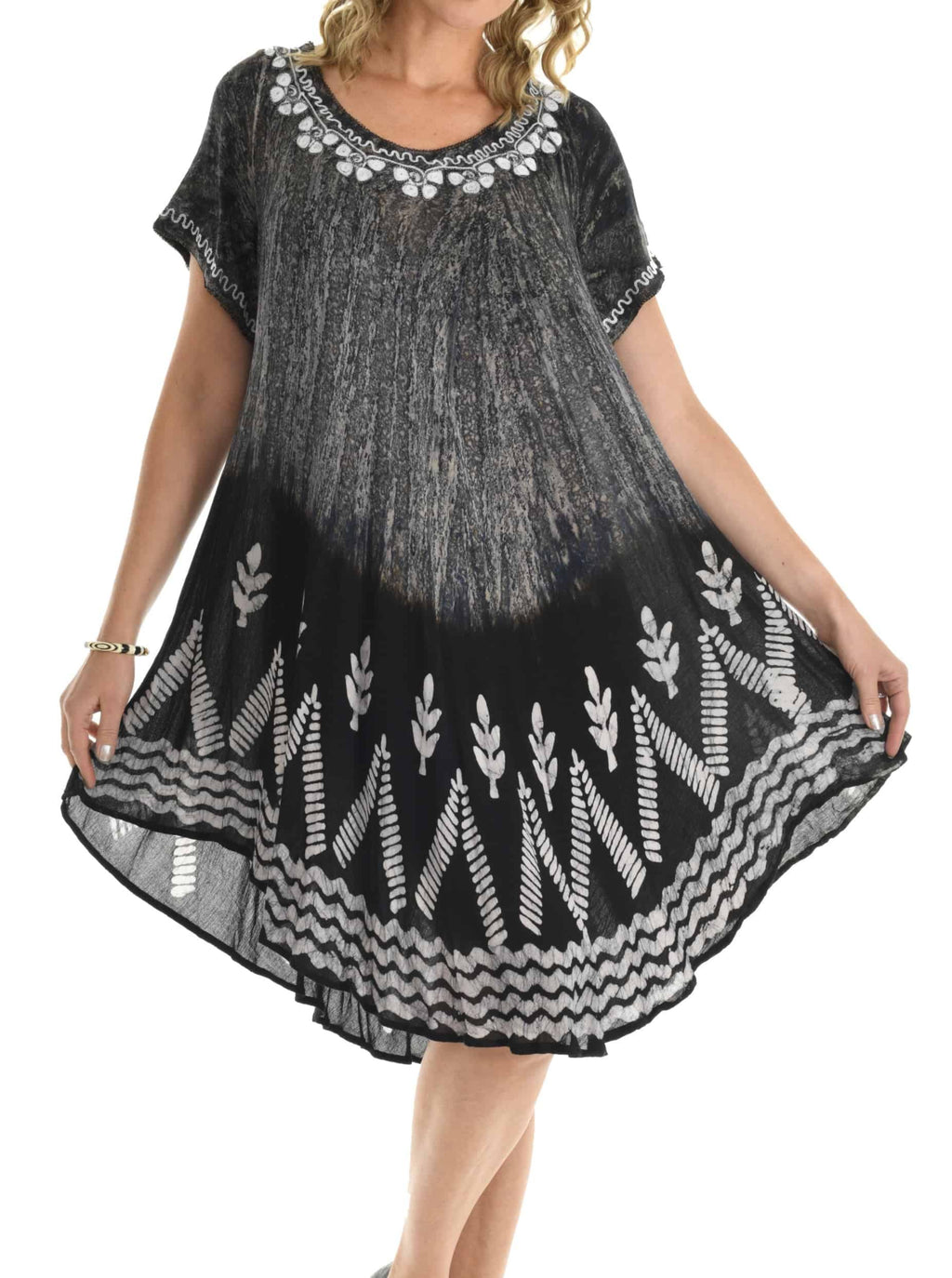Plus Size Tie Dye and Batik Print Flowing Dress - Shoreline Wear, Inc.