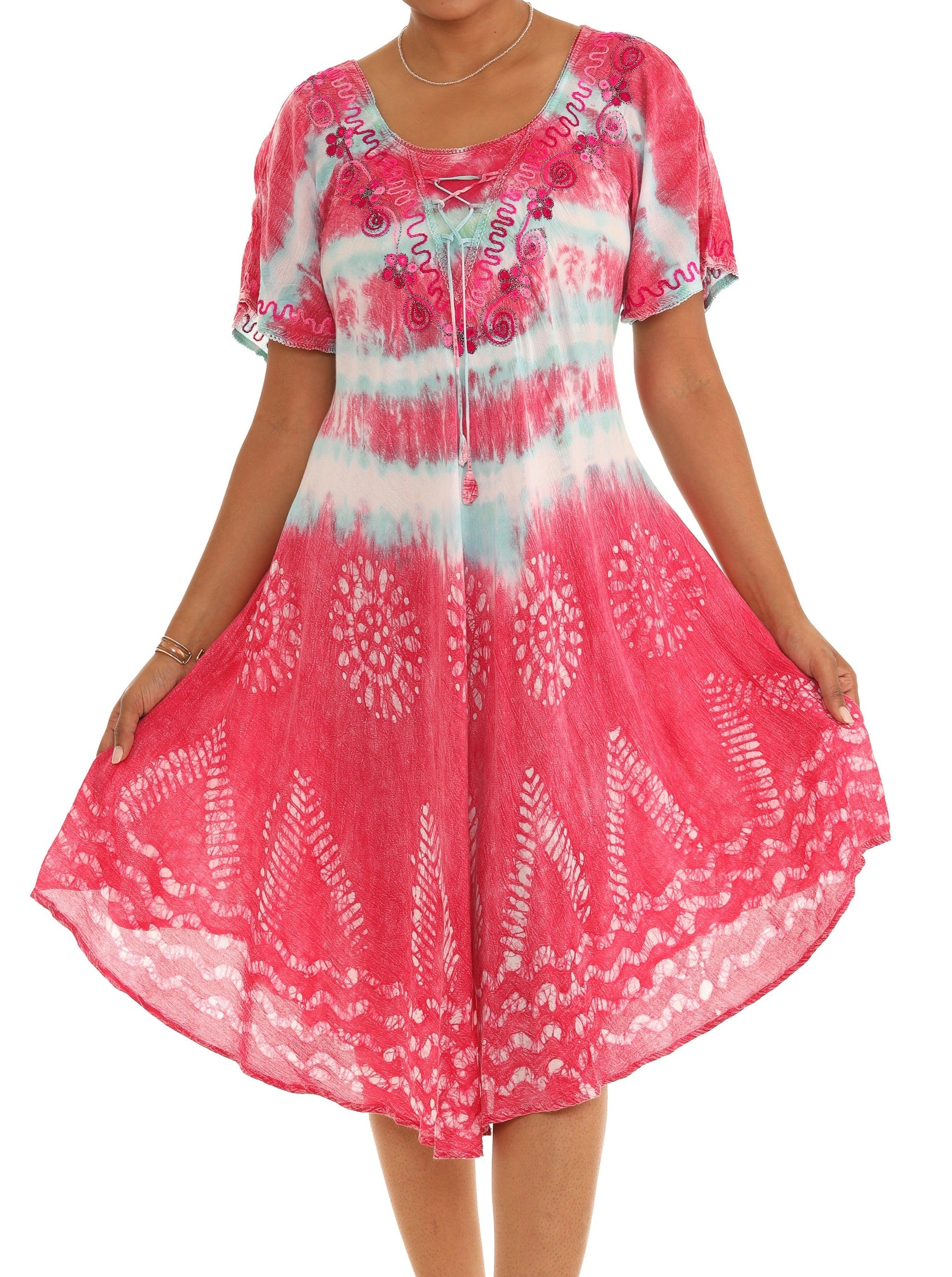 Tie-Dye Dress with Half Sleeves