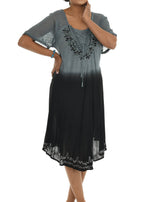 Casual Short Sleeve Tie Dye Loose Midi Length Dress - Shoreline Wear, Inc.