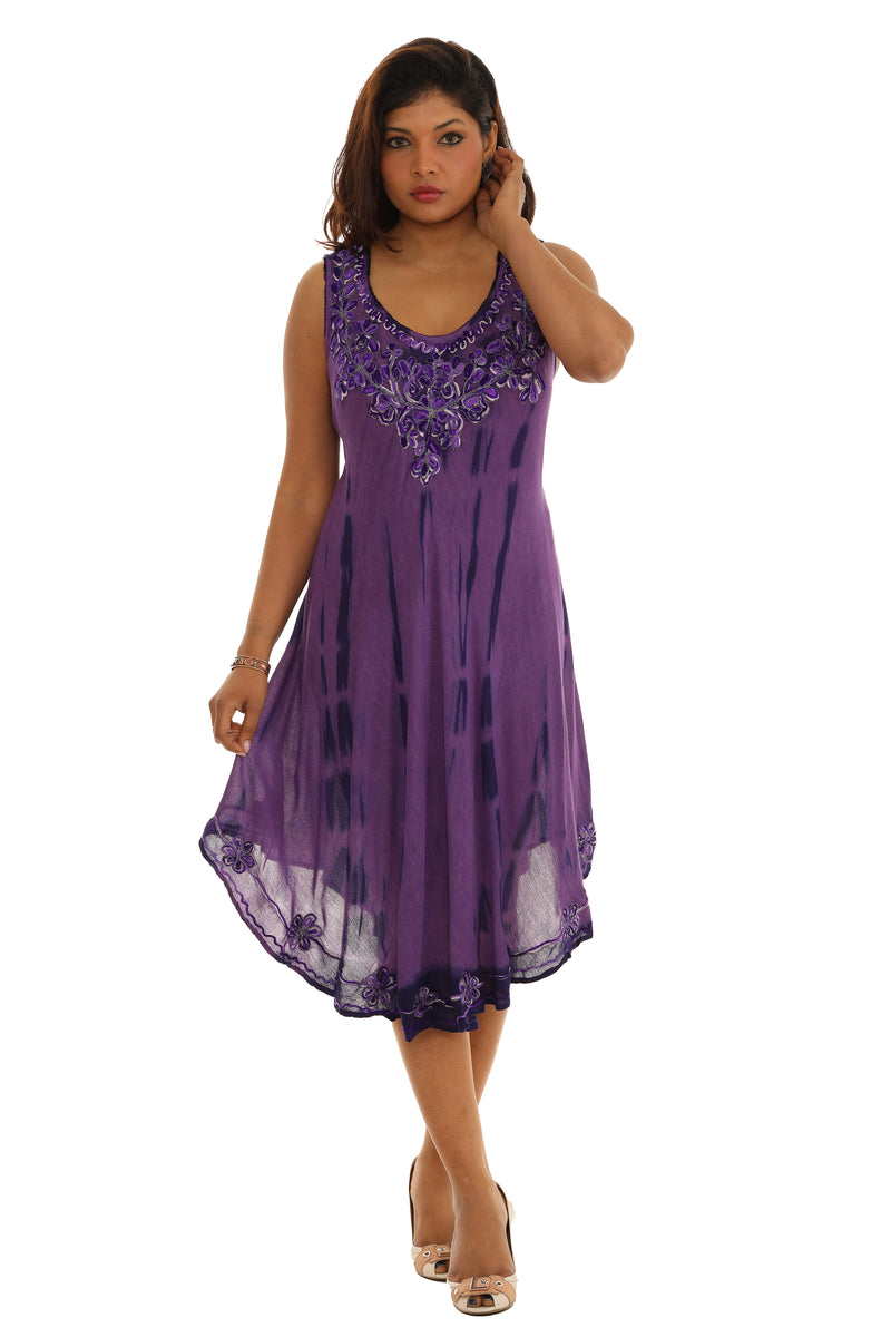 Embroidery Tie Dye Umbrella Dress - Shoreline Wear, Inc.