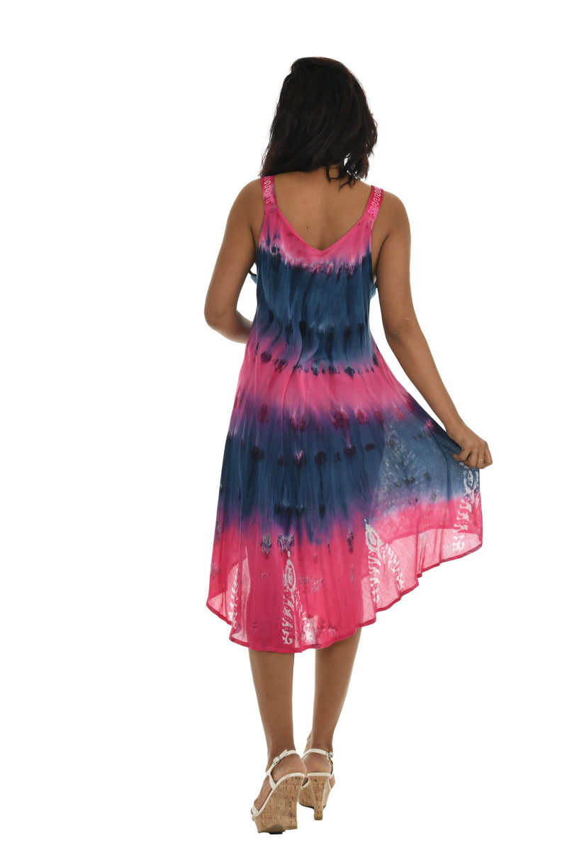 Tie Dye Front Embroidery Umbrella Dress - Shoreline Wear, Inc.