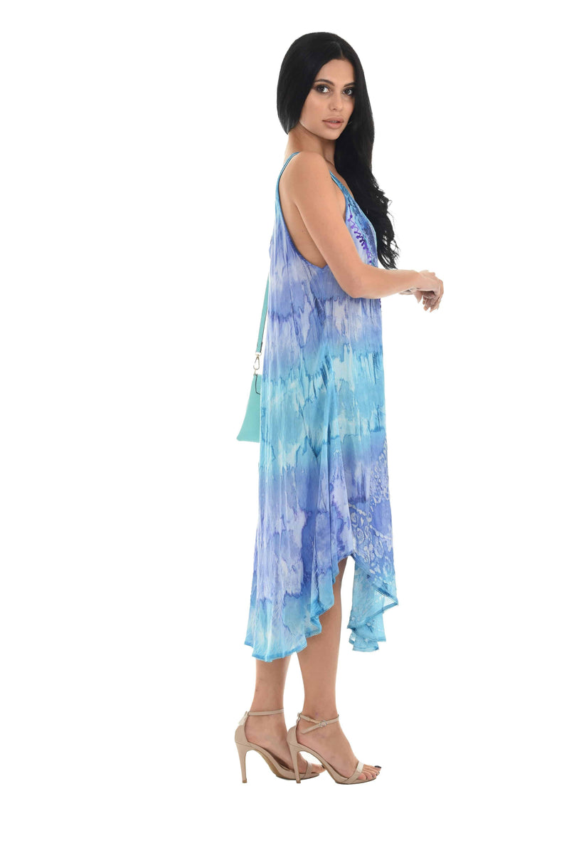 Tie Dye Front Embroidery Umbrella Dress - Shoreline Wear, Inc.