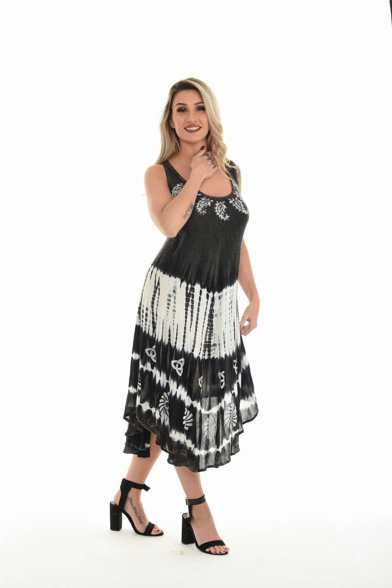 Embroidered Sleeveless Midi Dress - 3X / Black Embroidered Sleeveless Midi Dress - 3X / Black