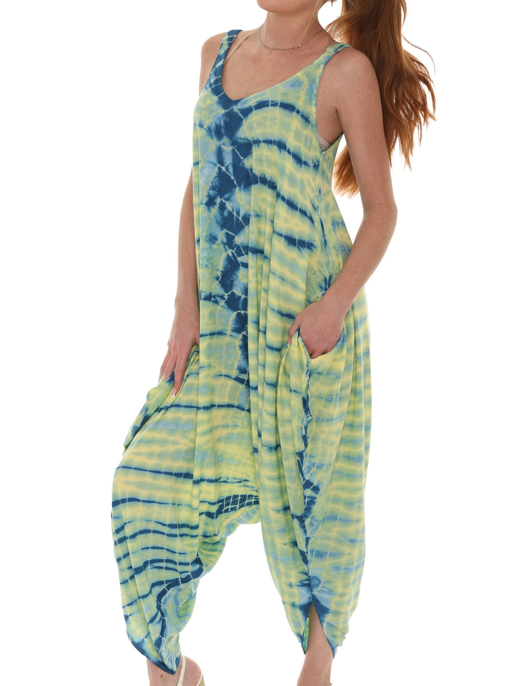 Tie Dye Sleeveless Women Harem Jumpsuit - Shoreline Wear, Inc.