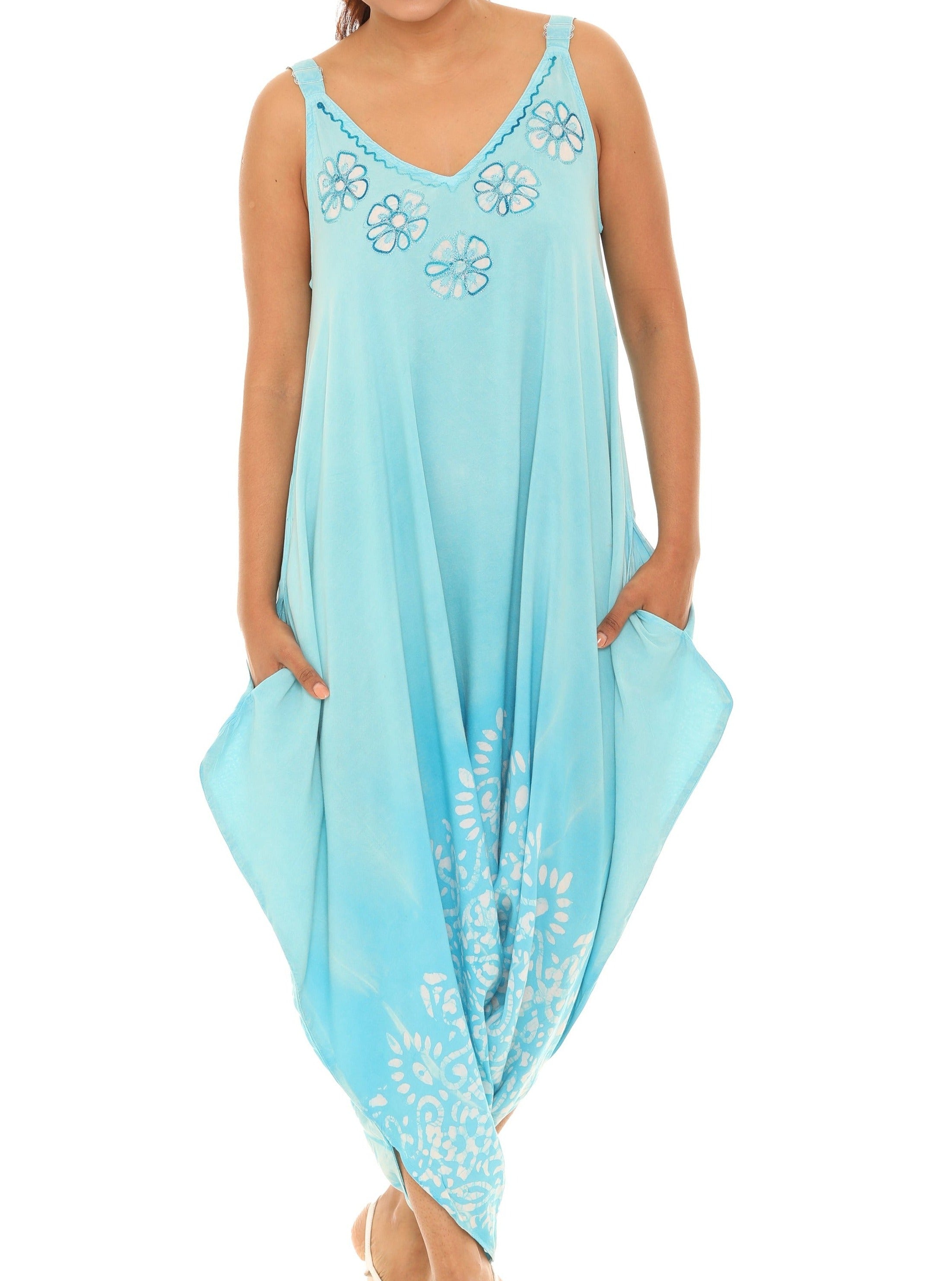 harem maxi dress Tie-Dye Sleeveless Harem Jumpsuit