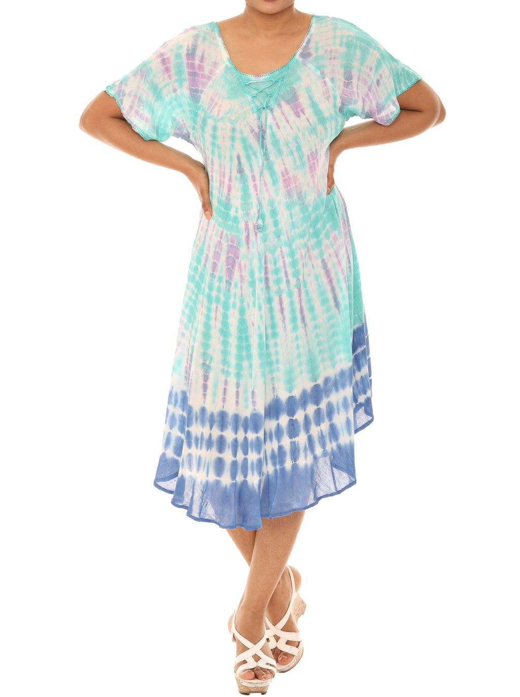 Tie Dye Short sleeves Midi Dress - Shoreline Wear, Inc.