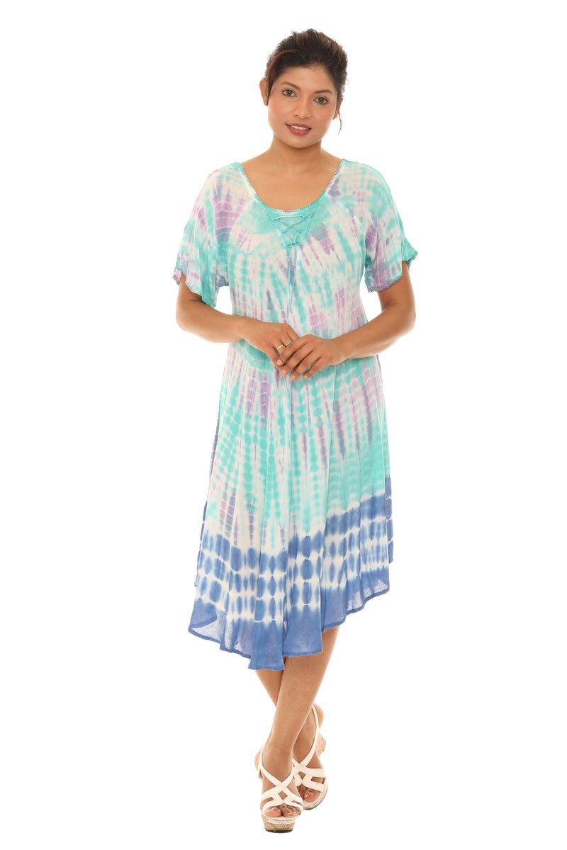 Tie Dye Short sleeves Midi Dress - Shoreline Wear, Inc.