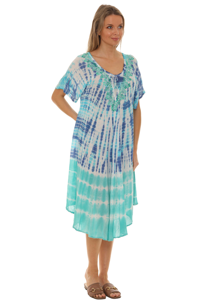 Tie Dye Short sleeves Midi Dress - Shoreline Wear, Inc.