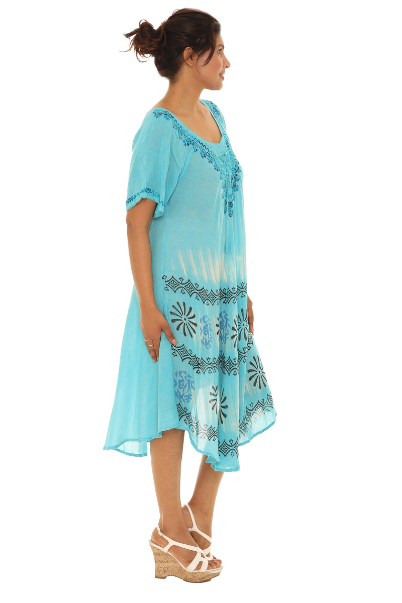 Tie-Dye With Short Sleeves Rayon Sundress - Shoreline Wear, Inc.