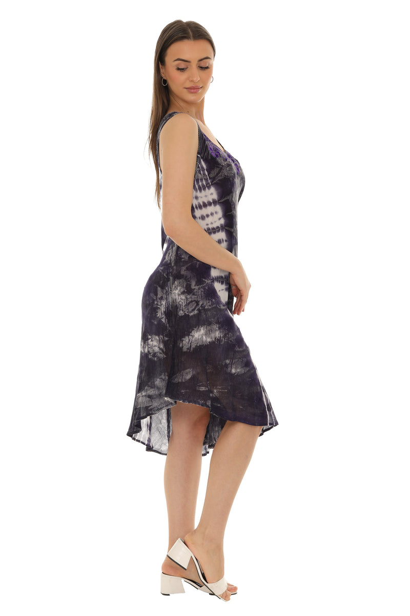 Tie-Dye Sleeveless Midi Rayon Sundress - Shoreline Wear, Inc.