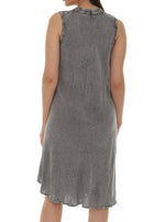 Acid Wash Button-Front Sleeveless Dress - Shoreline Wear, Inc.