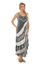 Diagonal Stripes Tie Dye Sleeveless Long Sundress - Shoreline Wear, Inc.