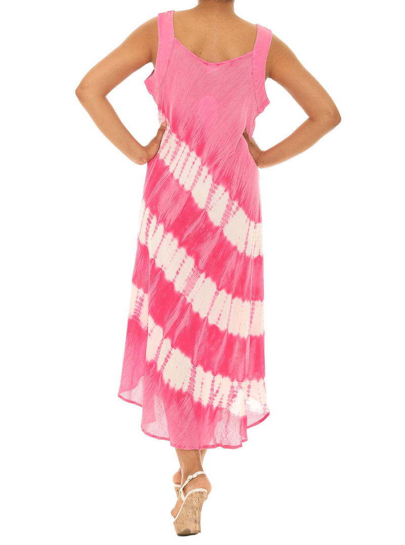 Diagonal Stripes Tie Dye Sleeveless Long Sundress - Shoreline Wear, Inc.