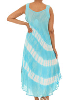 Diagonal Stripes Tie Dye Sleeveless Long Sundress - Shoreline Wear, Inc.