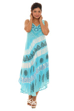 Diagonal Stripes Tie Dye Sleeveless Long Sundress - Shoreline Wear, Inc.