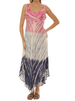 Tri-Colors Tie Dye Sleeveless Long Sundress - Shoreline Wear, Inc.