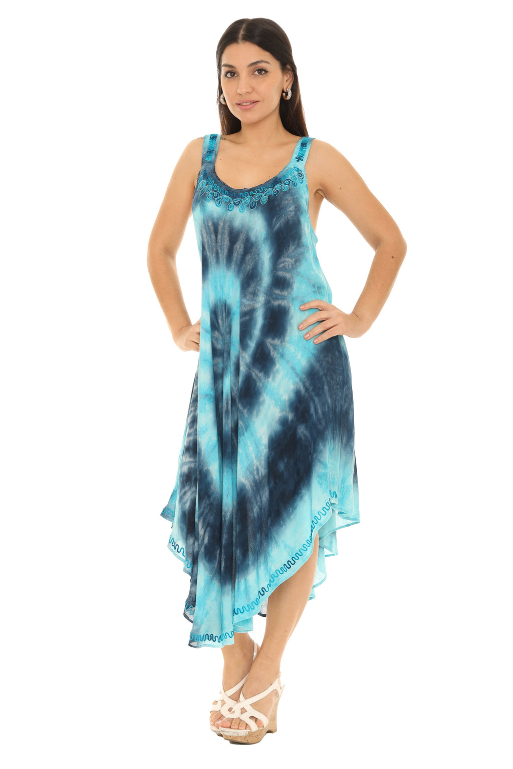 Spiral Tie Dye Sleeveless Long Sundress - Shoreline Wear, Inc.