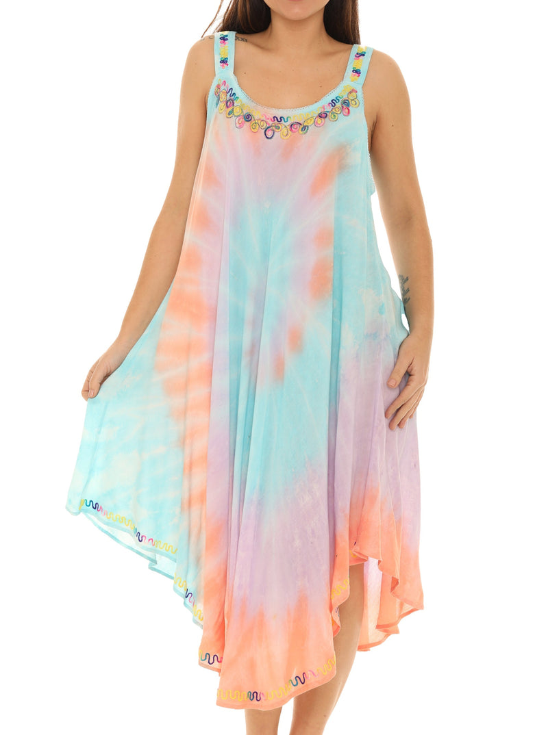 Spiral Tie Dye Sleeveless Long Sundress - Shoreline Wear, Inc.