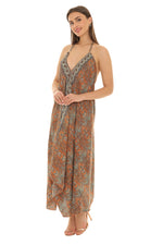 Floral & Abstract Print Halter Long Dress - Shoreline Wear, Inc.