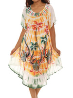 Palm Tree Print & Tie Dye Rayon Sundress - Shoreline Wear, Inc.