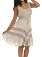 Tonal Embroidered Boho Dress With Lace - Shoreline Wear, Inc.