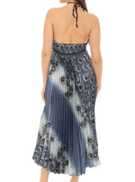 Peacock Pleated Maxi Halter Dress - Shoreline Wear, Inc.
