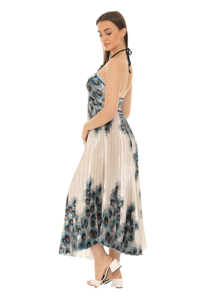 peacock halter dress Peacock Green Formal Evening Dress Sheath Halter Slit Maxi Dress -chiclody