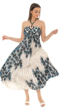Peacock Pleated Maxi Halter Dress - Shoreline Wear, Inc.