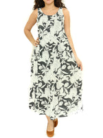 Floral Puff Print Sleeveless Maxi Dress - Shoreline Wear, Inc.