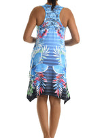 Sleeveless Strips Flower Print Short Dress - Shoreline Wear, Inc.