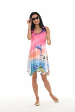 Sleeveless Dolphin Print Short Dress - Shoreline Wear, Inc.