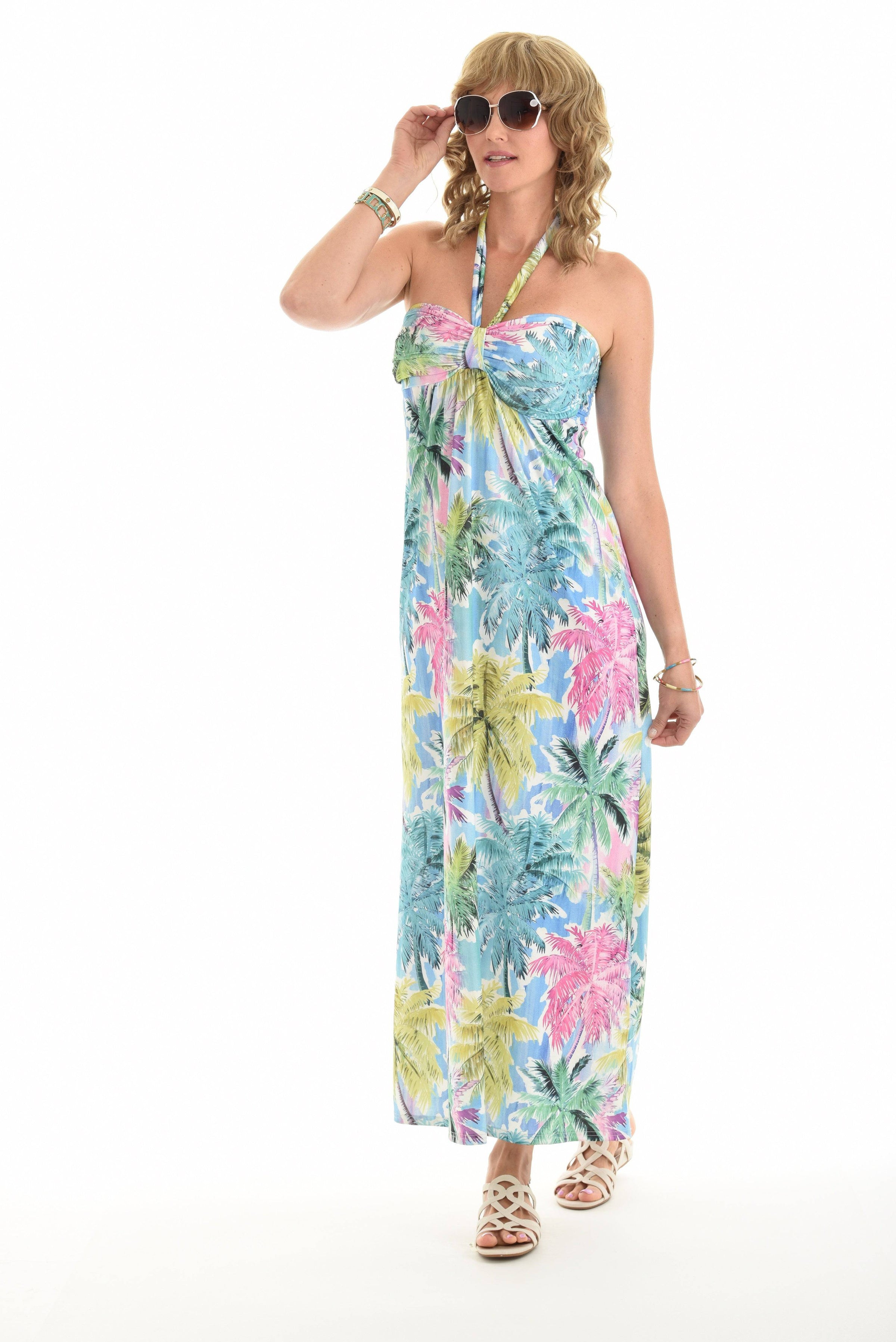 Tropical Print Halter Maxi Dress - Women - Shoreline Wear, Inc. Tropical Print Halter Maxi Dress - Women - Shoreline Wear, Inc.