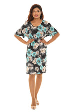 Floral print Scoop Neck Short-Sleeves Dress - Shoreline Wear, Inc.