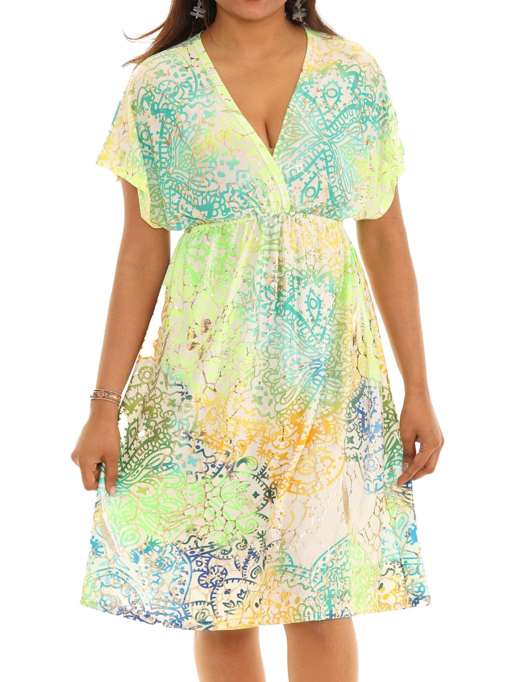 Geometric Surplice Fit & Flare Dress - Shoreline Wear, Inc.