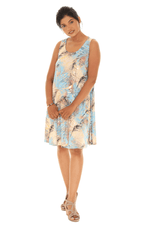 Feather Print Sleeveless Midi Dress - Shoreline Wear, Inc.