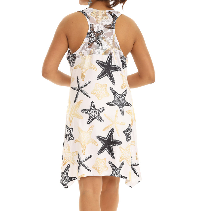 Embellished Starfish Sleeveless Dress L/XL / Gold Embellished Starfish Sleeveless Dress L/XL / Gold