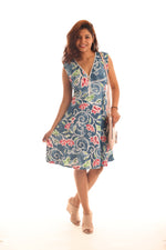 Floral Zip-Front Sleeveless Fit & Flare Dress - Shoreline Wear, Inc.