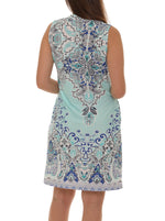 Paisley Floral Banded Collar A-Line Dress - Shoreline Wear, Inc.