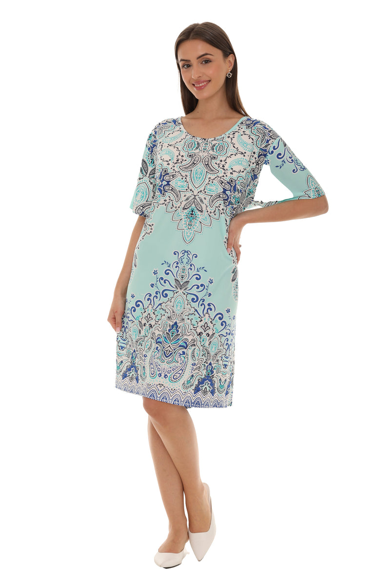 Paisley Print Short-Sleeves Dress - Shoreline Wear, Inc.