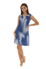 Abstract Sleeveless Collar Neck Zipper Dress - Shoreline Wear, Inc.