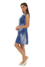 Abstract Sleeveless Collar Neck Zipper Dress - Shoreline Wear, Inc.