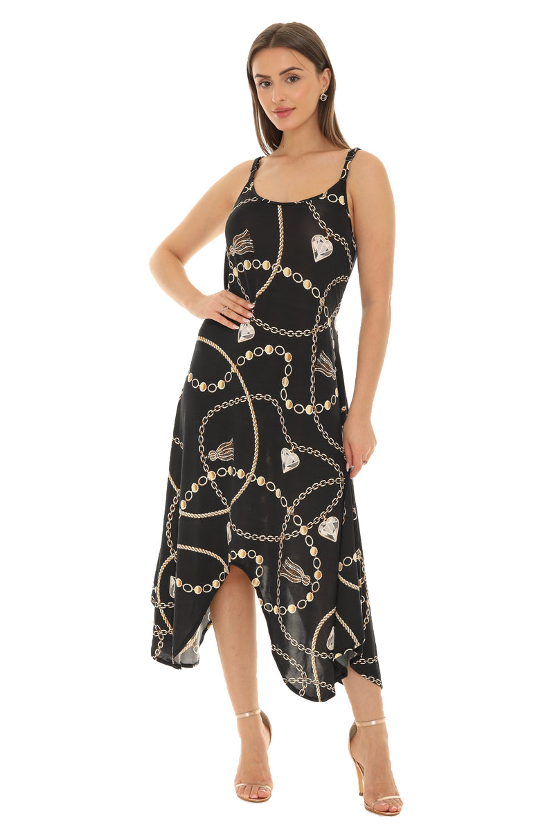 Chain-Inspired Thin Strap Handkerchief Dress