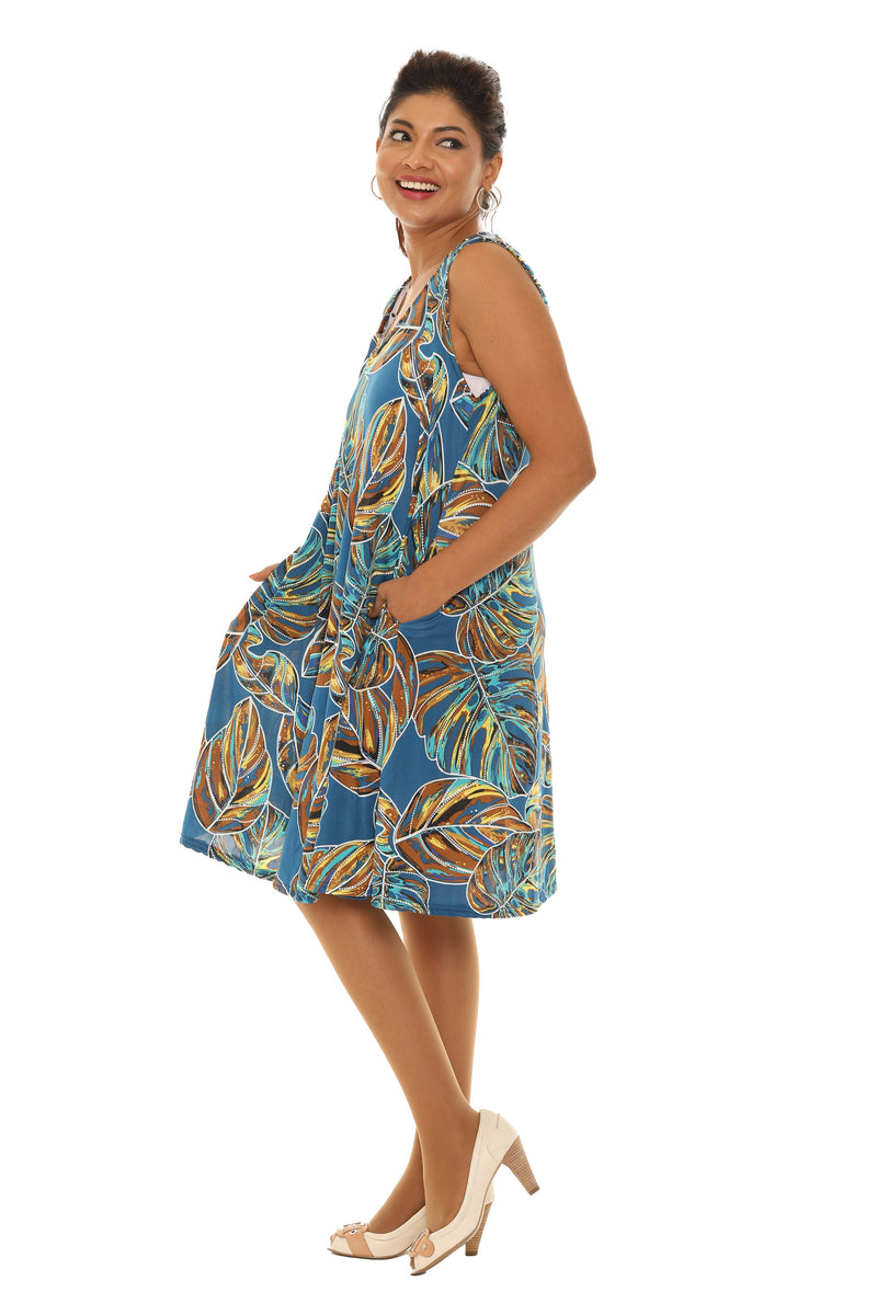 Tropical Print A-Line Dress XL / White Tropical Print A-Line Dress XL / White