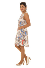 Abstract Paisley Print Sleeveless A-Line Dress - Shoreline Wear, Inc.
