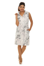 Floral Sleeveless Collar Neck Zipper Dress - Shoreline Wear, Inc.