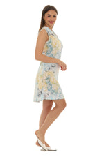 Floral Sleeveless Collar Neck Zipper Dress - Shoreline Wear, Inc.