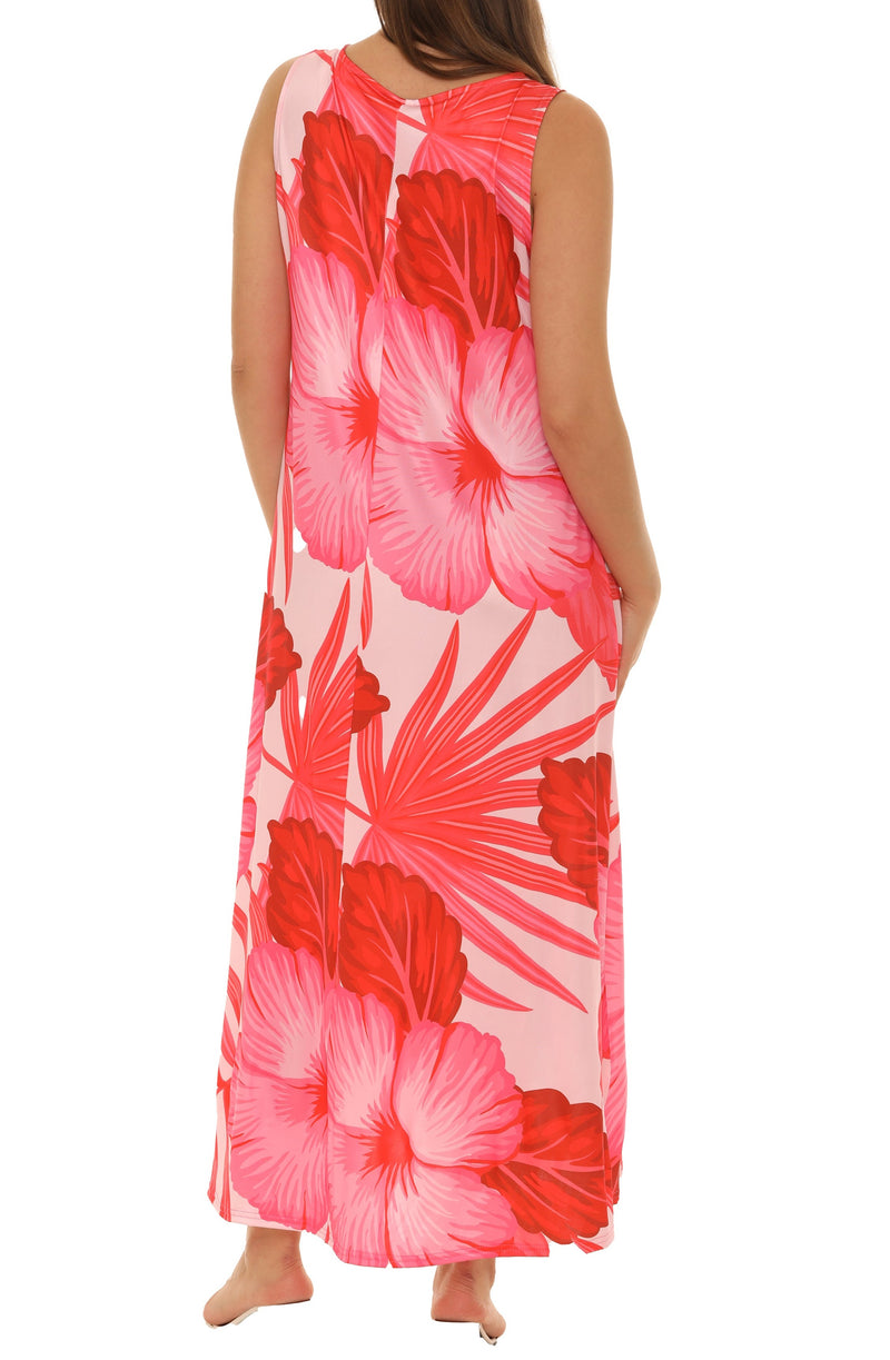 Tropical Floral Sleeveless Maxi Dress - Shoreline Wear, Inc.