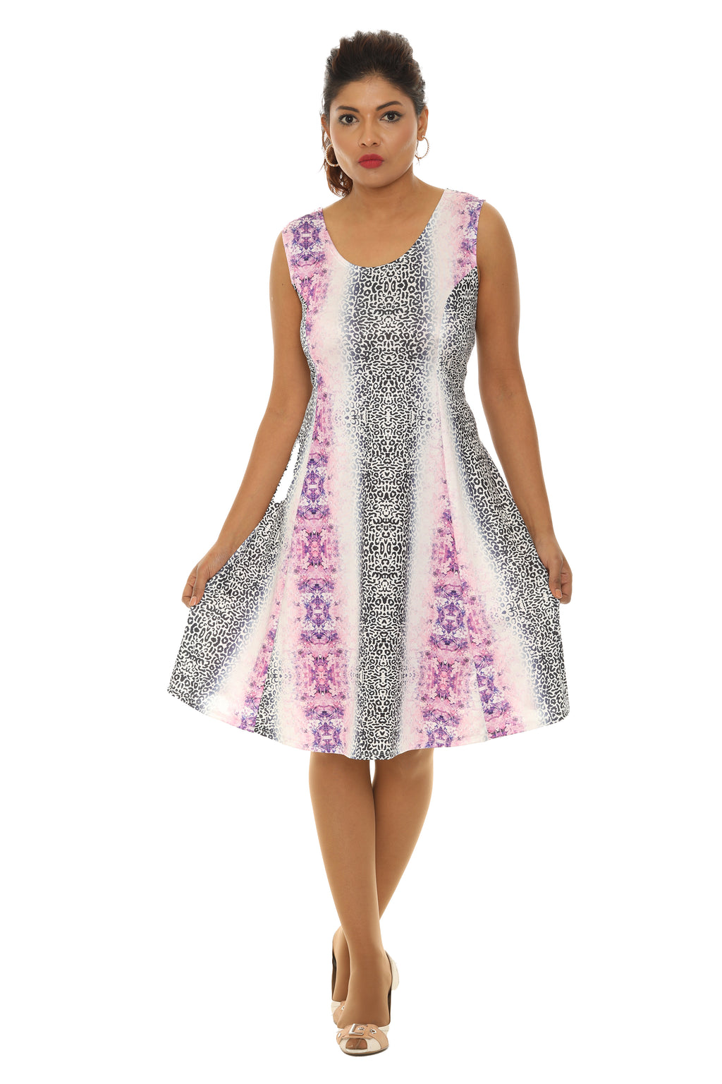 Abstract Animal Print Sleeveless A-Line Dress - Shoreline Wear, Inc.