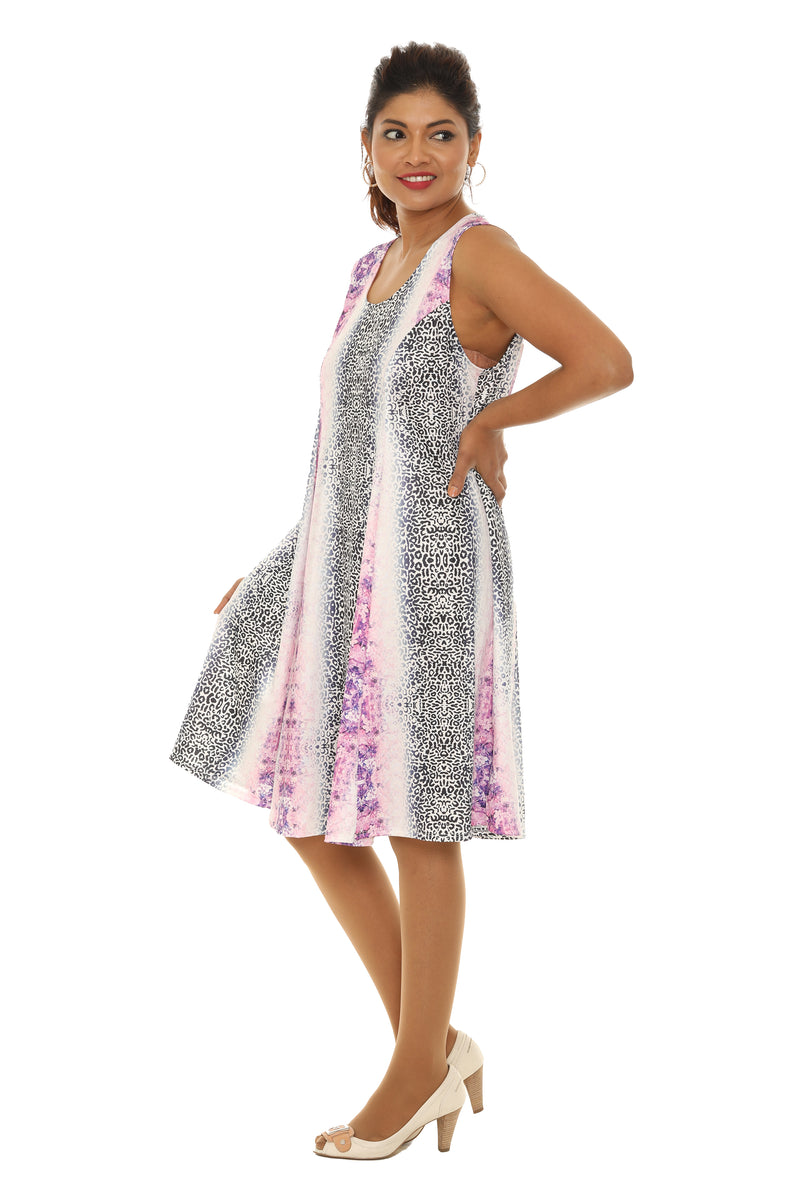 Abstract Animal Print Sleeveless A-Line Dress - Shoreline Wear, Inc.