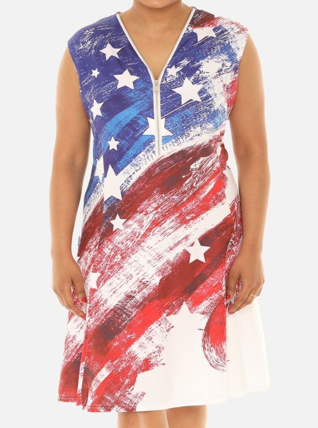 Stars and Stripes Forever: Women's Patriotic American Flag Dress 1X / American Flag